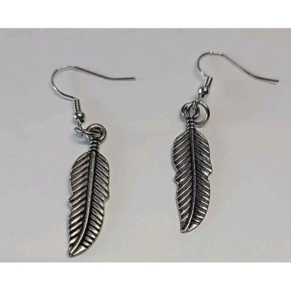 Navajo‎ Silver Dangle Feather Earrings